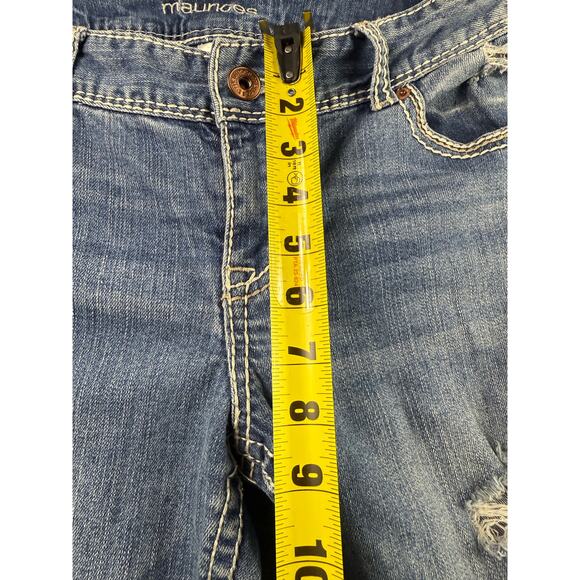 maurices Womens Skinny Jeans Distressed Light Wash Blue Sz 5/6 Mid Rise Stretch - Picture 7 of 10